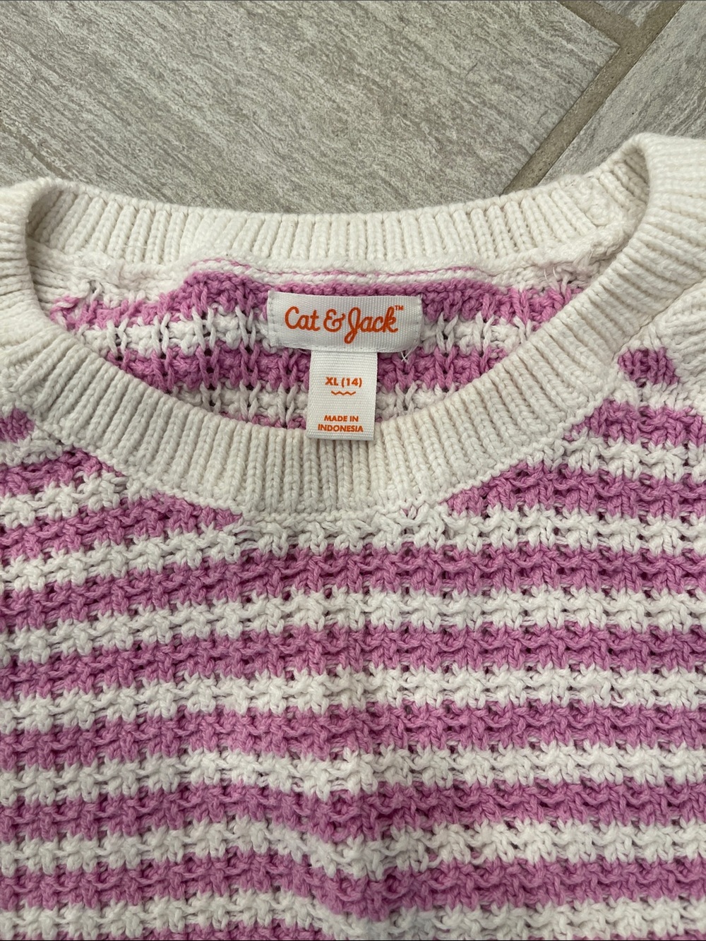 2 Cat & Jack Pink and White Striped Knit Tank - Picture 3 of 5